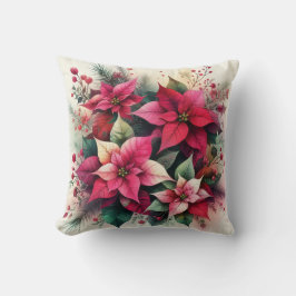 Rode Poinsettia Kerstvakantie Winter Flower Kussen