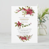 Rode Poinsettia Krans Gouden Kruis Bevestiging Kaart (Staand voorkant)