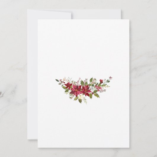 Rode Poinsettia Krans Gouden Kruis Bevestiging Kaart (Achterkant)