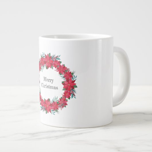 Rode Poinsettia-krans Grote Koffiekop (Voorkant rechts)
