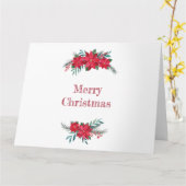 Rode Poinsettia Krans Kaart (Gele Bloem)