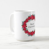 Rode Poinsettia-krans Koffiemok (Voorkant links)