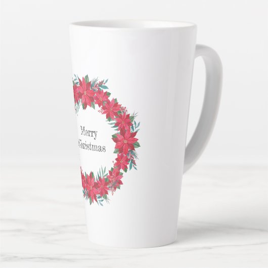 Rode Poinsettia-krans Latte Mok (Rechterhoek)