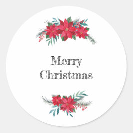 Rode Poinsettia-krans Ronde Sticker