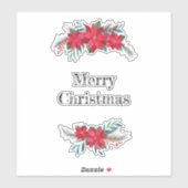 Rode Poinsettia-krans Sticker (Vel)