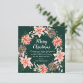 Rode Poinsettia krans Vrolijk Kerstfeest Feestdagenkaart (Staand voorkant)