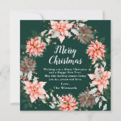 Rode Poinsettia krans Vrolijk Kerstfeest Feestdagenkaart (Voorkant)