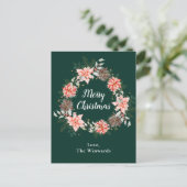 Rode Poinsettia krans Vrolijk Kerstfeest Feestdagenkaart (Staand voorkant)