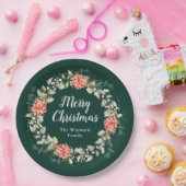 Rode Poinsettia krans Vrolijk Kerstfeest Papieren Bordje (Feest)