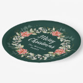 Rode Poinsettia krans Vrolijk Kerstfeest Papieren Bordje (Gekanteld)