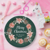 Rode Poinsettia krans Vrolijk Kerstfeest Papieren Bordje (Feest)