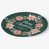 Rode Poinsettia krans Vrolijk Kerstfeest Papieren Bordje (Gekanteld)