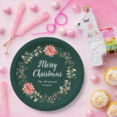 Rode Poinsettia krans Vrolijk Kerstfeest Papieren Bordje (Feest)
