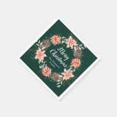 Rode Poinsettia krans Vrolijk Kerstfeest Servet (Hoek)