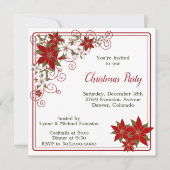 Rode Poinsettia Lijst Kerstfeest Kaart (Voorkant)
