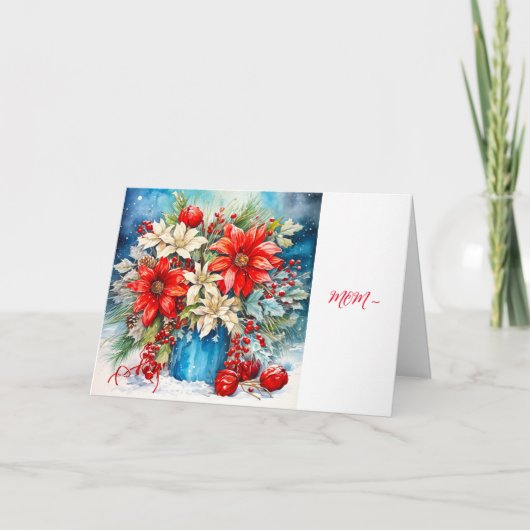 RODE POINSETTIA - MAMA KERST KAART (Voorkant)