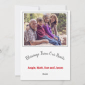 Rode Poinsettia met foto Feestdagenkaart (Achterkant)