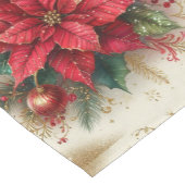 Rode Poinsettia met Gouden Glitter Kerstmis Korte Tafelloper (Hoek)