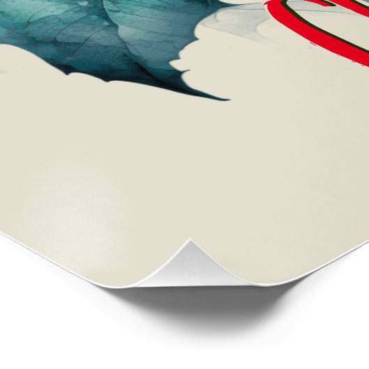 Rode Poinsettia Mistletoe Baby Naam Foto Kerstmis Perfect Poster (Hoek)