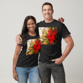 Rode poinsettia op de kerstboom t-shirt (Unisex)