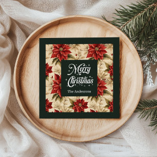 Rode Poinsettia Papieren Servetten Rustieke Kerst