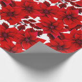 Rode Poinsettia Pastel Kerst Naadloos Cadeaupapier (Hoek)