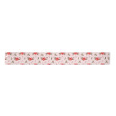 Rode Poinsettia Patroon Kerstmis Satijnen Lint (Voorkant)