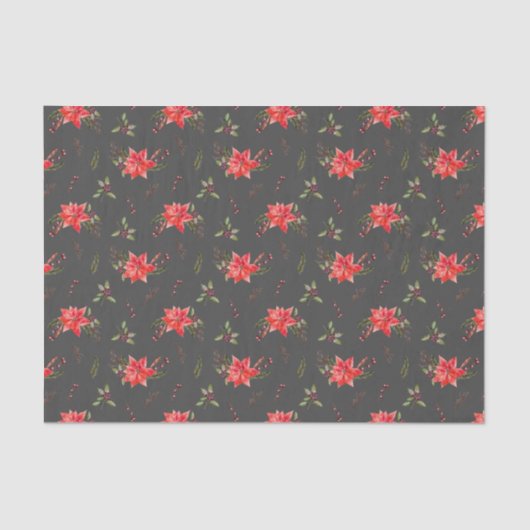 Rode Poinsettia Patroon Kerstmis Tissuepapier (Voorkant)