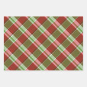 Rode Poinsettia Plaid Kerstwinter Vakantie Inpakpapier Vel (Voorkant 2)