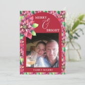 Rode Poinsettia Platte Kerst Kaart (Staand voorkant)
