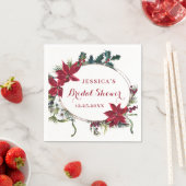 Rode Poinsettia Prettig Kerstmis Bruidsfeestje Pap Servet (Insitu)