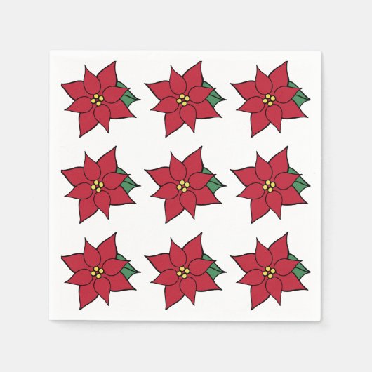 Rode Poinsettia Servetten (Voorkant)