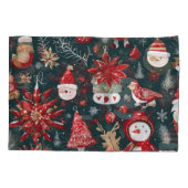 Rode Poinsettia, Sinterklaas, Vogel, Bauble, Sneeu Kussensloop (Achterkant-Links)