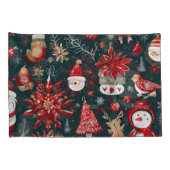 Rode Poinsettia, Sinterklaas, Vogel, Bauble, Sneeu Kussensloop (Achterkant-Rechts)