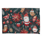 Rode Poinsettia, Sinterklaas, Vogel, Bauble, Sneeu Kussensloop (Voorkant-Links)