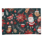 Rode Poinsettia, Sinterklaas, Vogel, Bauble, Sneeu Kussensloop (Voorkant-Rechts)