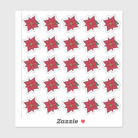 Rode Poinsettia Stickers (Vel)