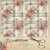  rode poinsettia tartan, decoupage tissuepapier