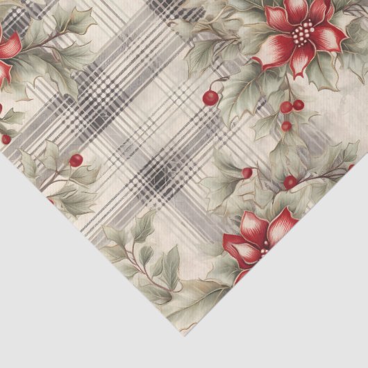  rode poinsettia tartan, decoupage tissuepapier (Detail)