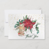  Rode Poinsettia Teacups konijn kerst Bedankkaart (Voorkant)