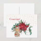  Rode Poinsettia Teacups konijn kerst Briefkaart (Voorkant / Achterkant)