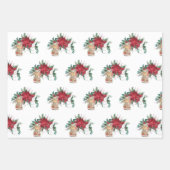  Rode Poinsettia Teacups konijn kerst Inpakpapier Vel (Voorkant 2)