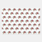  Rode Poinsettia Teacups konijn kerst Inpakpapier Vel (Voorkant 3)