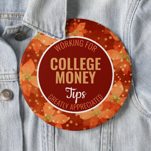 Rode Poinsettia | Tips gewaardeerd | Studiegeld Ronde Button 6,0 Cm (In situ)