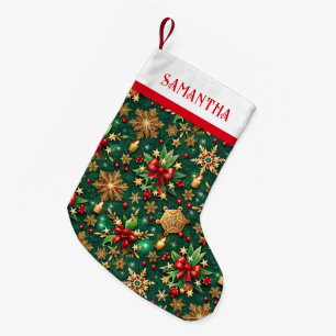Rode Poinsettia Tropisch Kerstpatroon Kleine Kerstsok