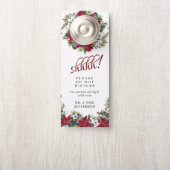 Rode Poinsettia Trouw Welkom Niet Storen Deurhanger (Op knop)