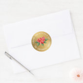 Rode poinsettia uit de keuken Gouden kerst Ronde Sticker (Envelop)