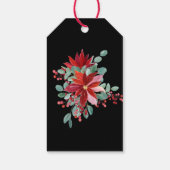 Rode Poinsettia Vakantie Bloemen Monogram Cadeau L Cadeaulabel (Achterkant)