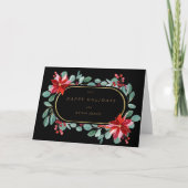 Rode Poinsettia Vakantie Bloemen Monogram Gevouwen Kaart (Voorkant)