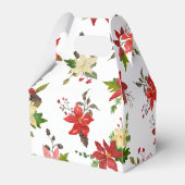 Rode Poinsettia Vakantie Bloemenpatroon Bedankdoosjes (Achterkant)